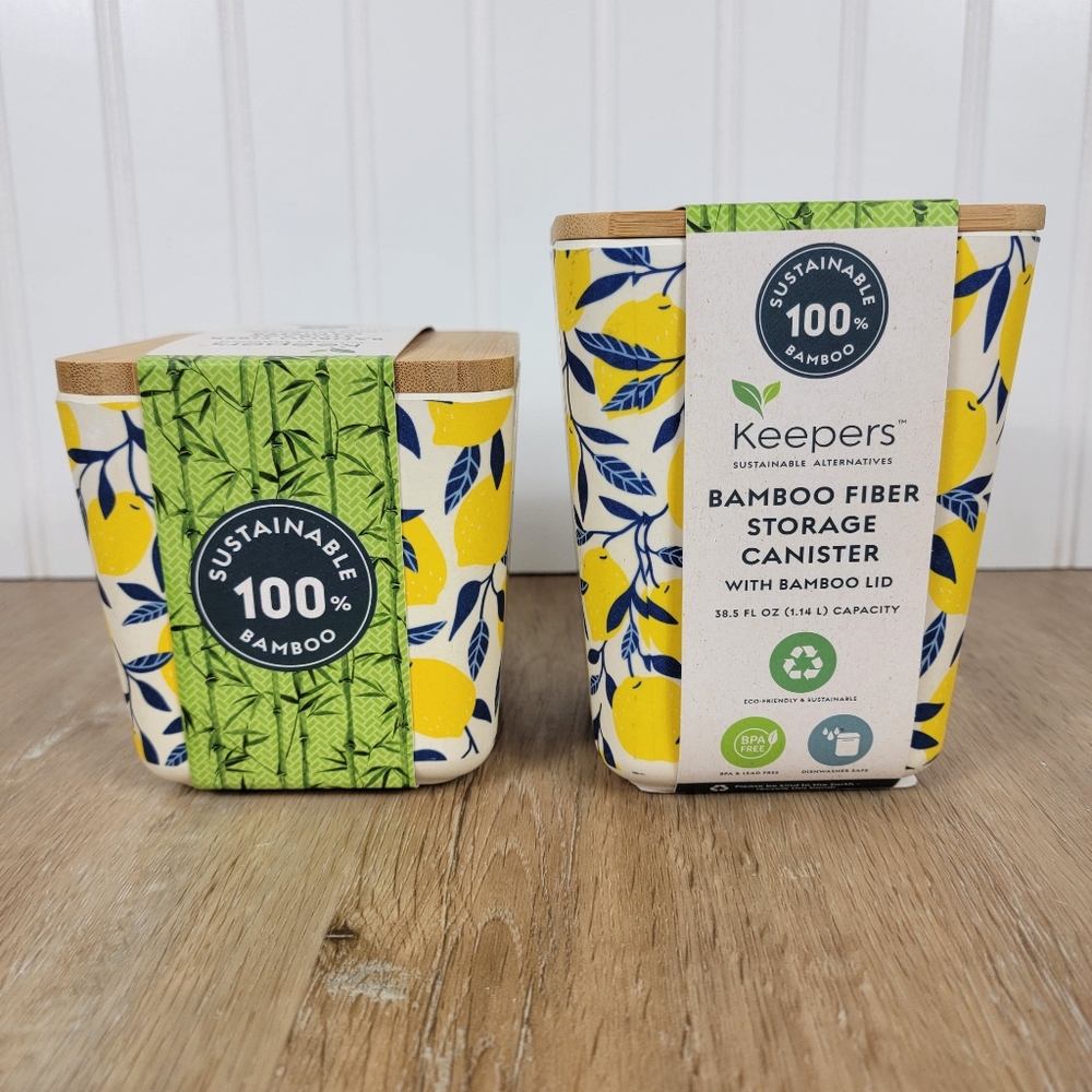 Keepers 2-Pack Bamboo Fiber Storage Canisters with Lemon Design